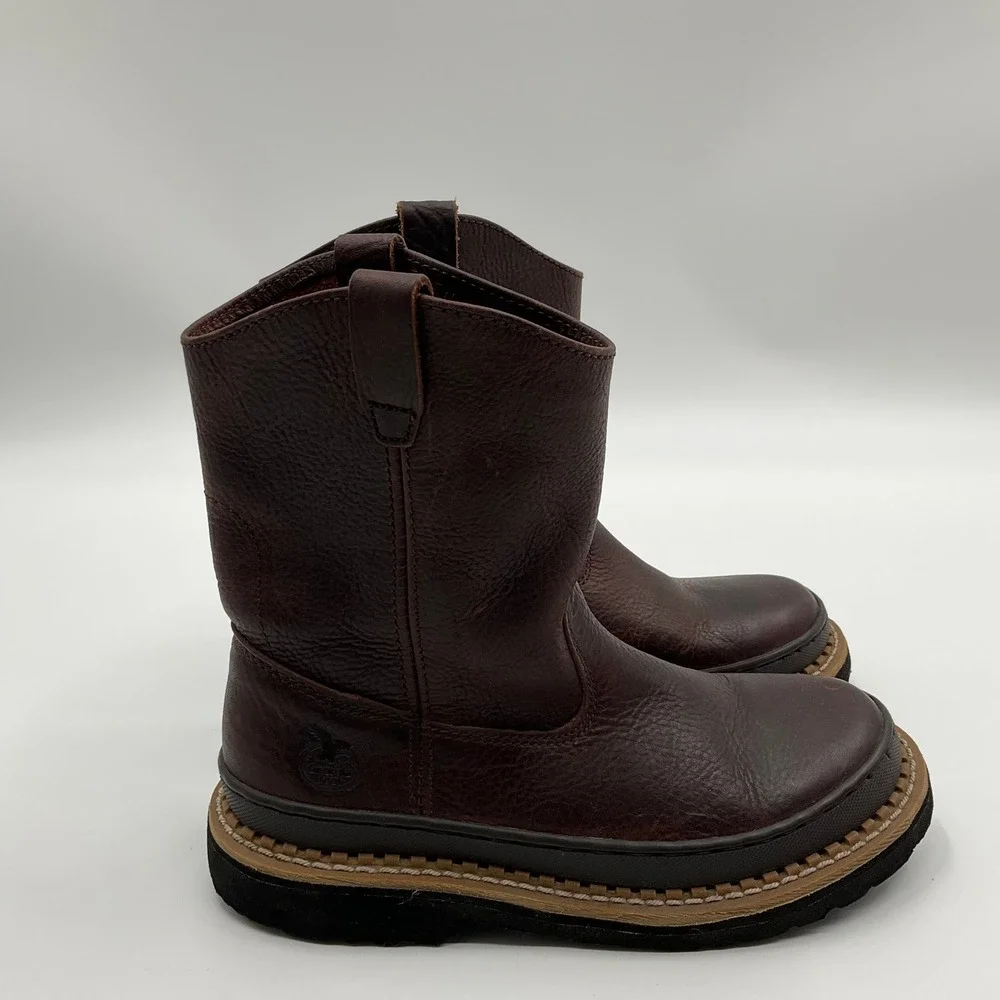Georgia Boot Wellington Leather Boots Boys 4M Western Gorpcore Americana Farm